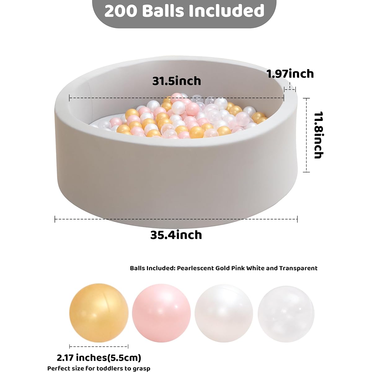 MEOGETY Plastic Balls 100 Pack (Balls Only) / Ball Pit with 200 Balls for Kids and Toddlers