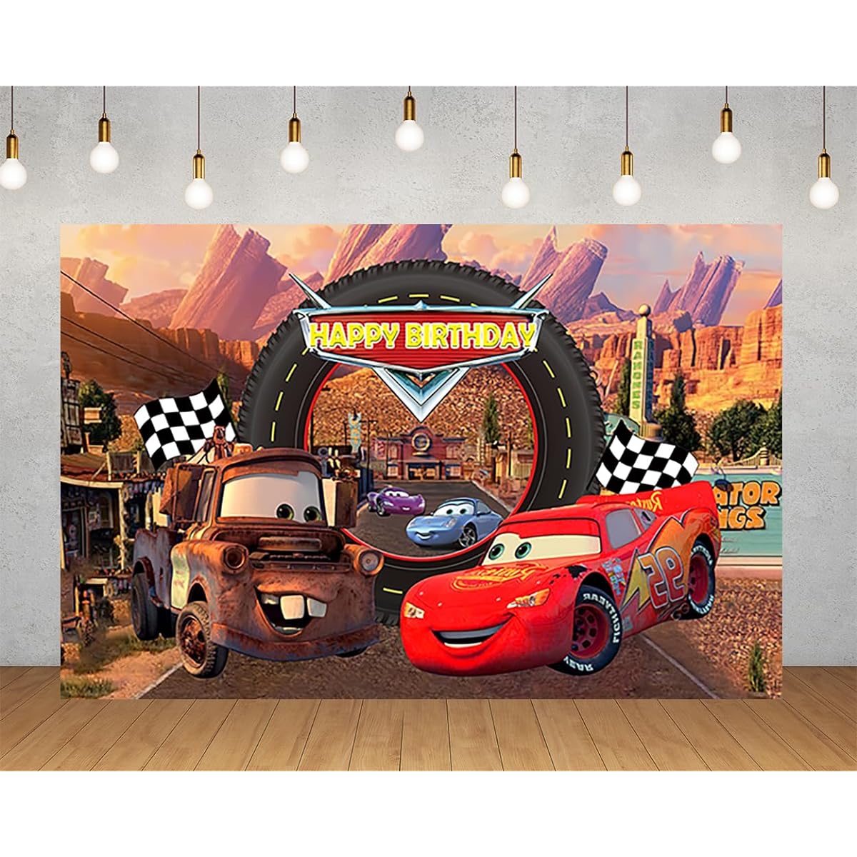 Trailer Backdrop for Birthday Party Decorations Lightning McQueen Theme Banner Baby Shower Party Supplies 5x3ft