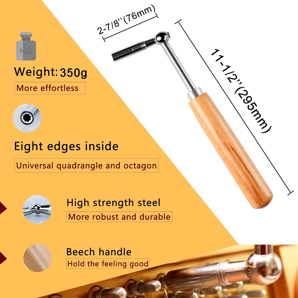 CONCHACIELO Piano Tuning Wrench Universal Piano Tuning Hammer Tool with Portable Nylon Bag for Tuning Beginners Professional Tuner