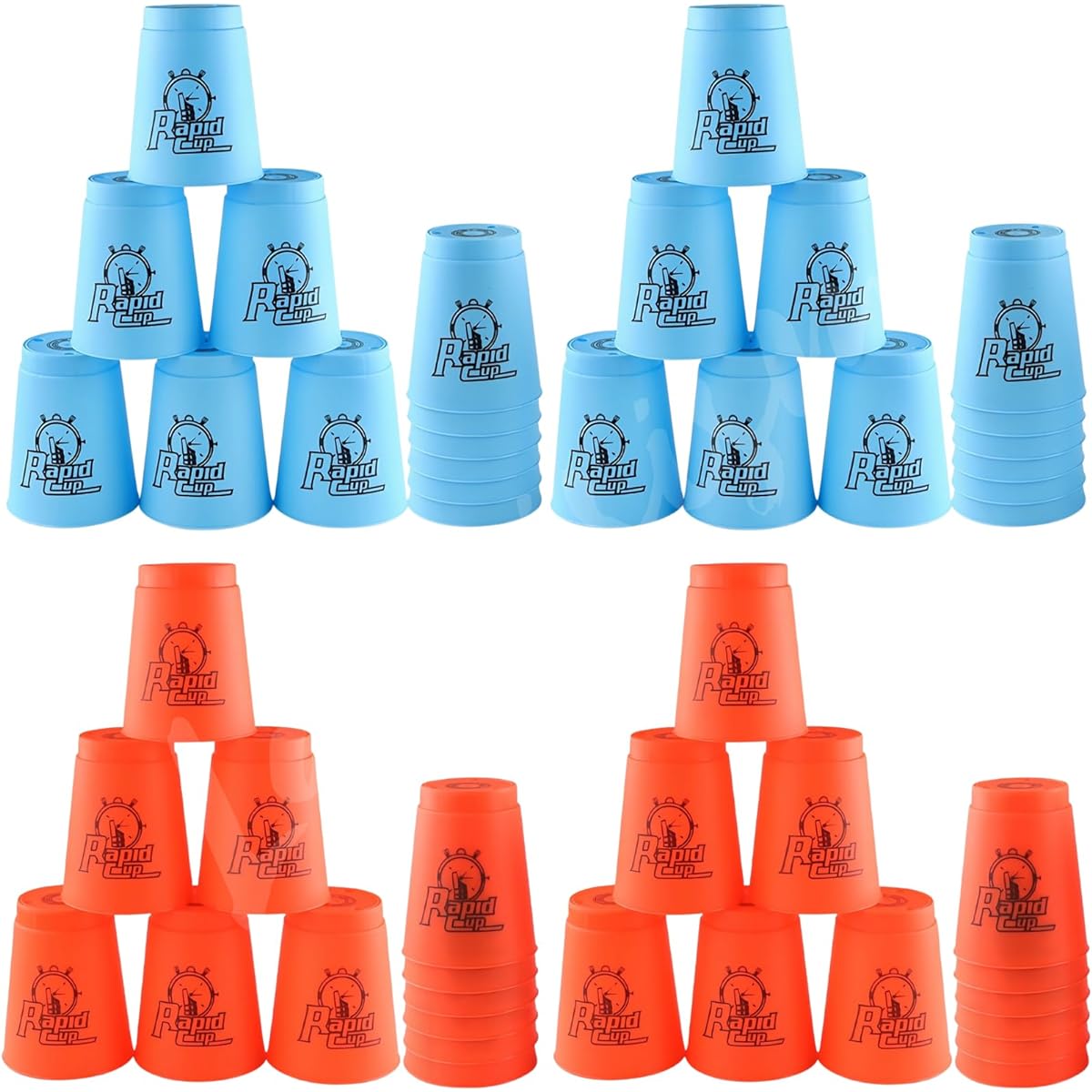 Lancisism 48 Piece Quick Stacking Cup Set BPA Free Material Sports Training Stacking Cup Game Classic Family Game Perfect Gift for Kids Adults Family (2 Blue, 2 Red, 2)