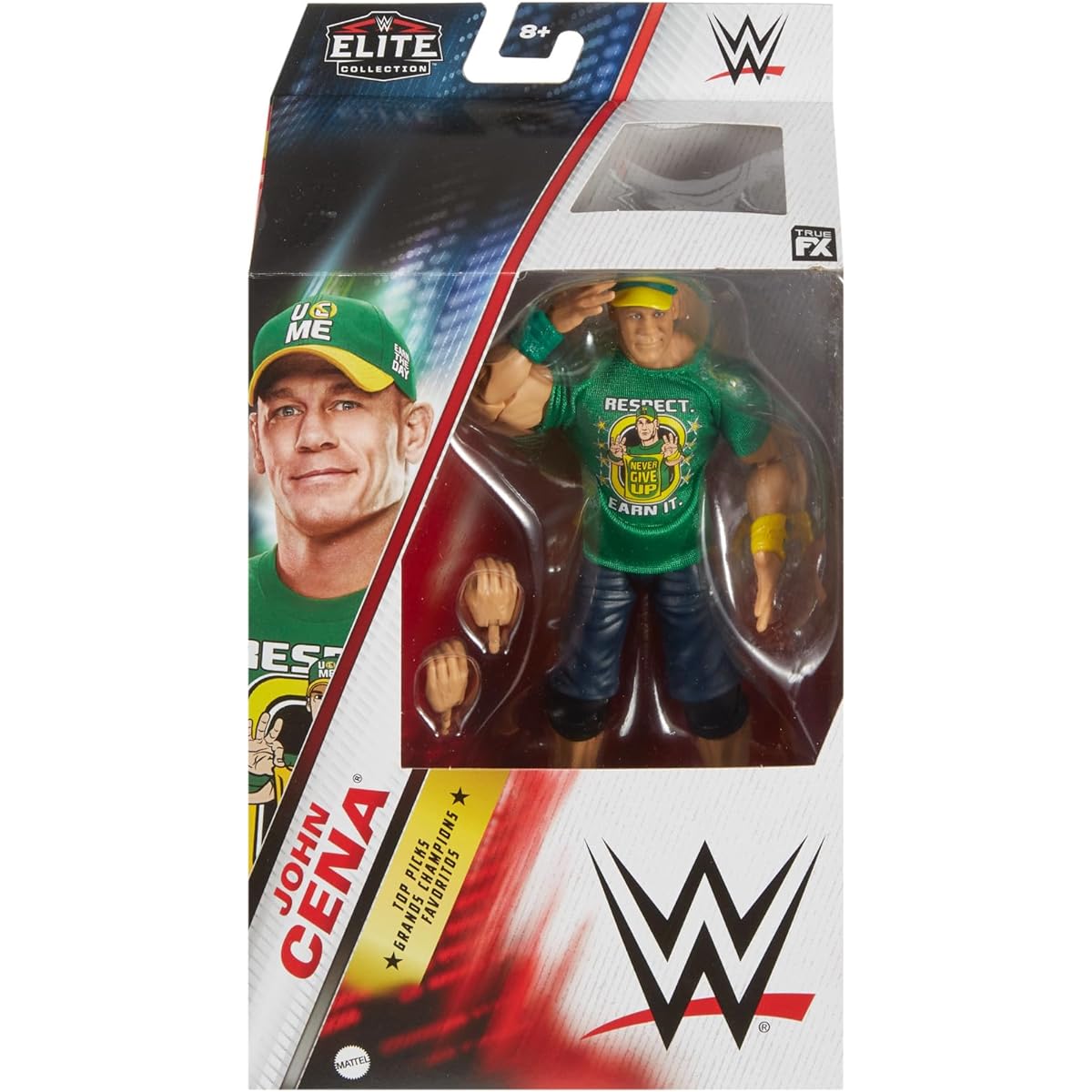 Mattel WWE Top Picks Elite Action Figure & Accessory Set John Cena 6" Collectible Hand Ring Gear with 25 Articulation Points