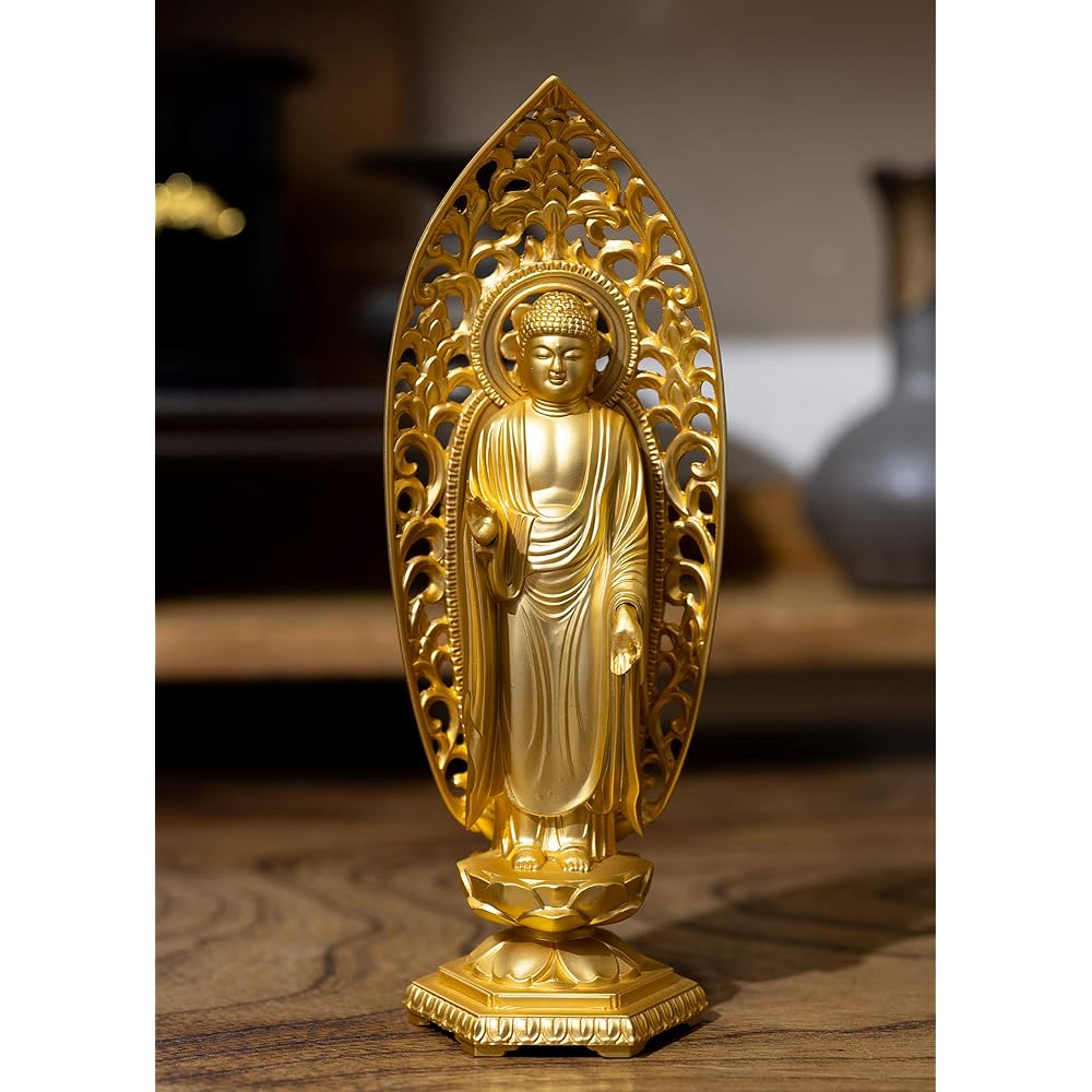 Buddha statue Amida Nyorai standing statue 15cm (gold plated/24K gold) Buddhist sculptor: Hideun Makita Original _ (born in the Year of the Dog and Pig) Twelve Zodiac Guardians Zodiac Takaoka Copperware
