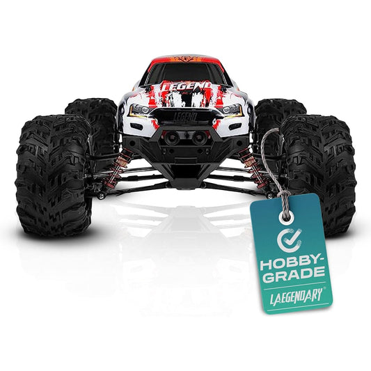 LAEGENDARY High Speed RC Car for Adults and Kids - 4x4 Off-Road Remote Control Car - Battery Powered Hobby Grade Waterproof Monster RC Truck - Toys and Gifts for Boys, Girls, Teens Red - Yellow