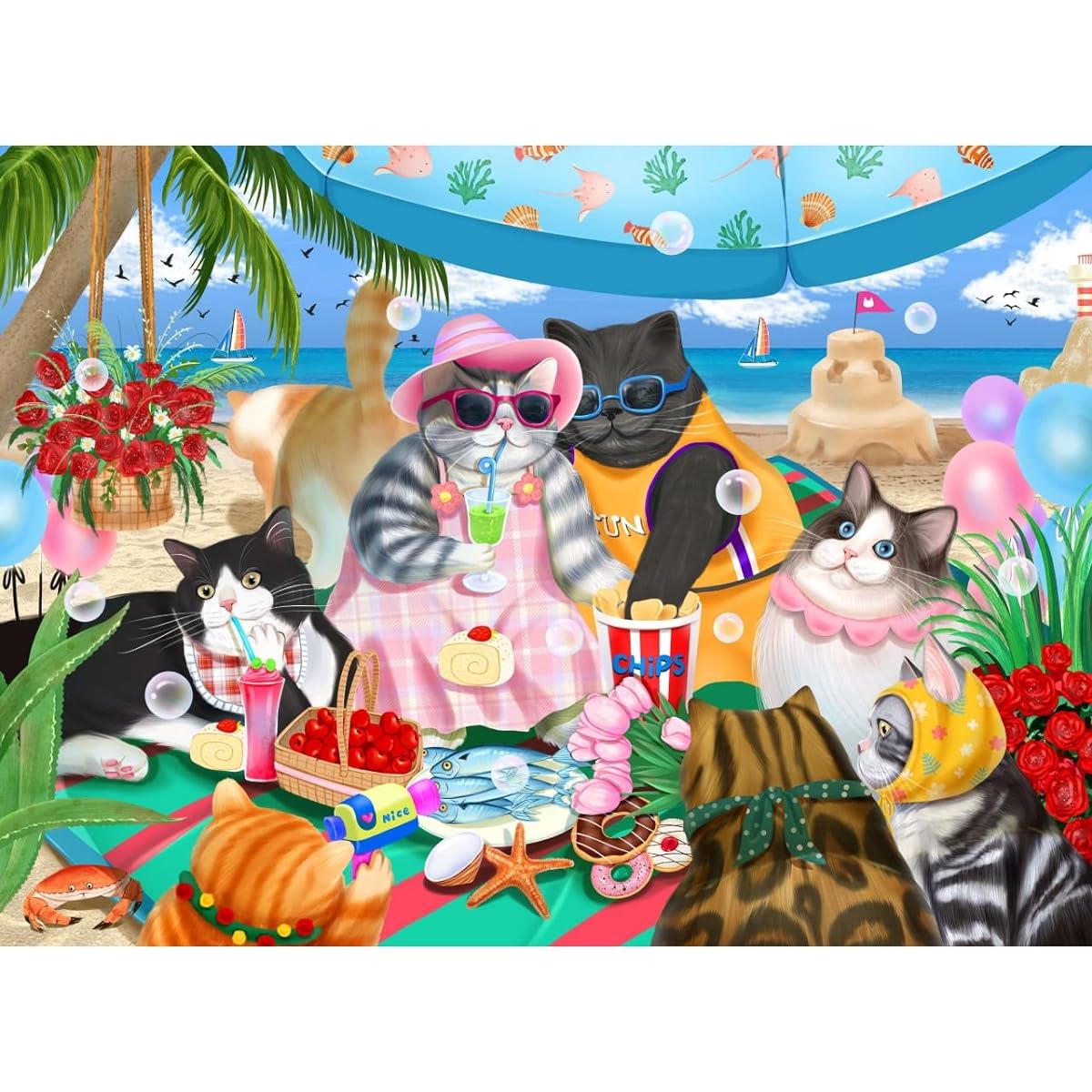 Fanbusa 500 Piece Jigsaw Puzzle - Cat Couple - Great Jigsaw Puzzle for Adults Home Office Decor Funny Puzzle for Family Friends Kids Gifts
