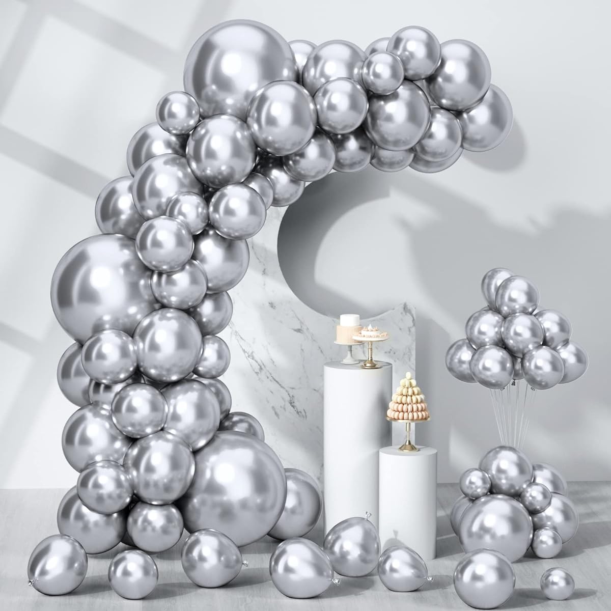 Silver Balloon Garland Kit 100