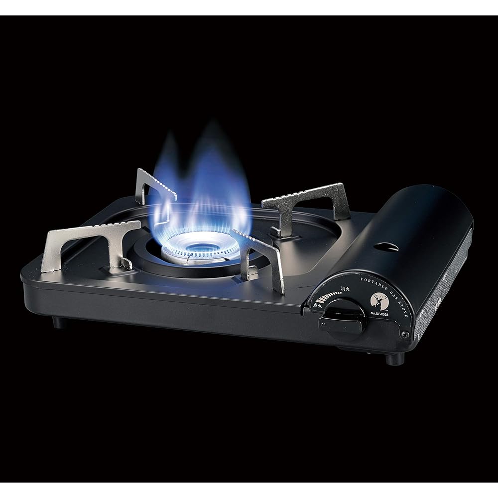 CAPTAIN STAG Barbecue Grill Stove Cassette Stove Tabletop Portable Cassette Stove Black UF-0028 Width 342 x Depth 270 x Height 86 mm