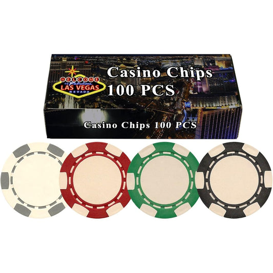 100 11.5 Gram Poker Chips in Welcome to Las Vegas Gift Box, Multiple Designs to Choose from, 11.5gm