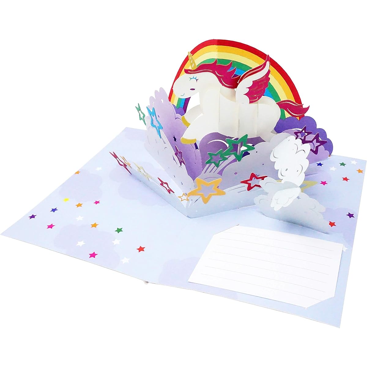 Unicorn - 3D Pop Up Greeting Cards for All Occasions - Love Birthday Christmas Lucky Congratulations - Personalized Message Note - Great Happy Gift - Thick Envelope Folds Flat