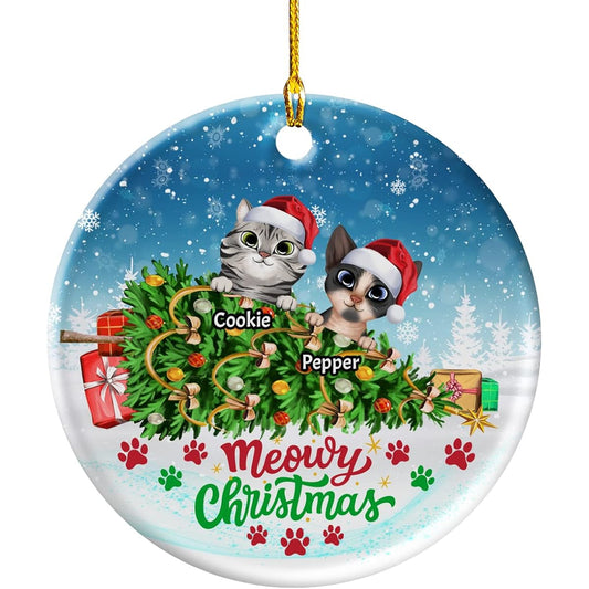 wowcugi Personalized Cat Ornament Custom Cat Breed Name Customized Ceramic Meowy Christmas Ornament Christmas Tree Decoration Cat Mom Dad Kitten Lover Keepsake Gift