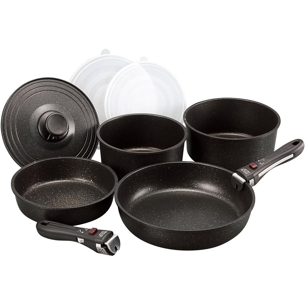 Wahei freiz Frying Pan Set Gold Marble Giorno Pot 18/20cm Frying Pan 20/26cm Detachable Handle IH Compatible Teflon Select Treatment GM-8954
