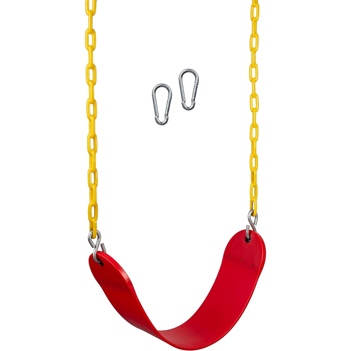 Bounce Swing Seat - Outdoor Swing Set Accessories with Heavy Duty Rust-Free Chains, Thick Plastic Coated for Safety and Comfort - Outdoor Swing for Kids and Adults, Red 3130