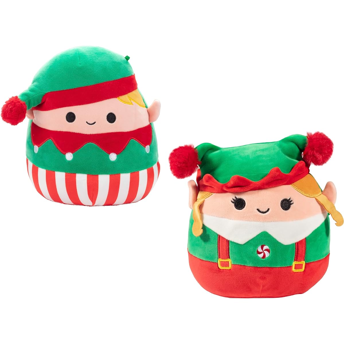 Squishmallows 8" Bartie & Emmy The Elves Christmas Plush Toys 2-Pack - Officially Licensed Kelly Toy Plush - Collectible Soft & Squishy Holiday Stuffed Animals - Gifts for Kids, Girls, and Boys - Set of 2, SQXM00814