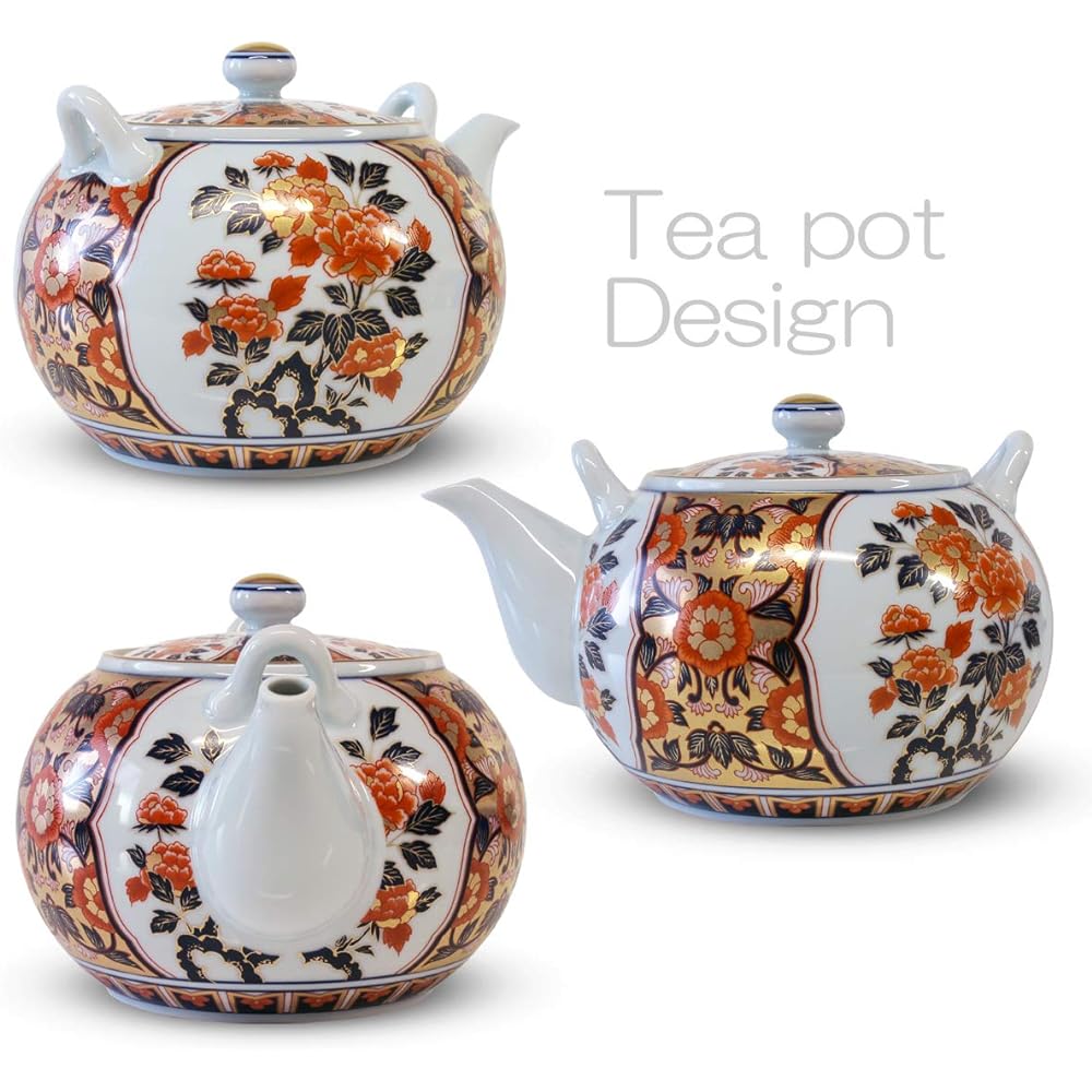 Ranchant Bancha Set Multi Earthenware Jar 17x13.5x11/Cup Φ10x8.8cm Finest Old Imari Arita Ware Made in Japan