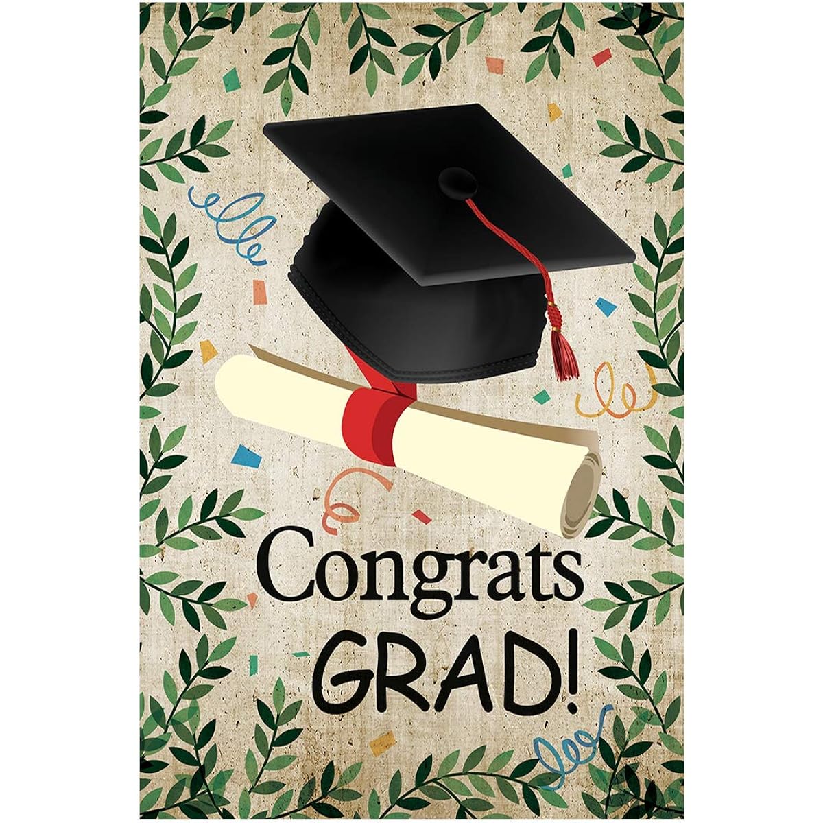 Morigins Congrats Grad House Flag Graduation Cap Celebration Party Flag Garden Banner 28x40 Inch