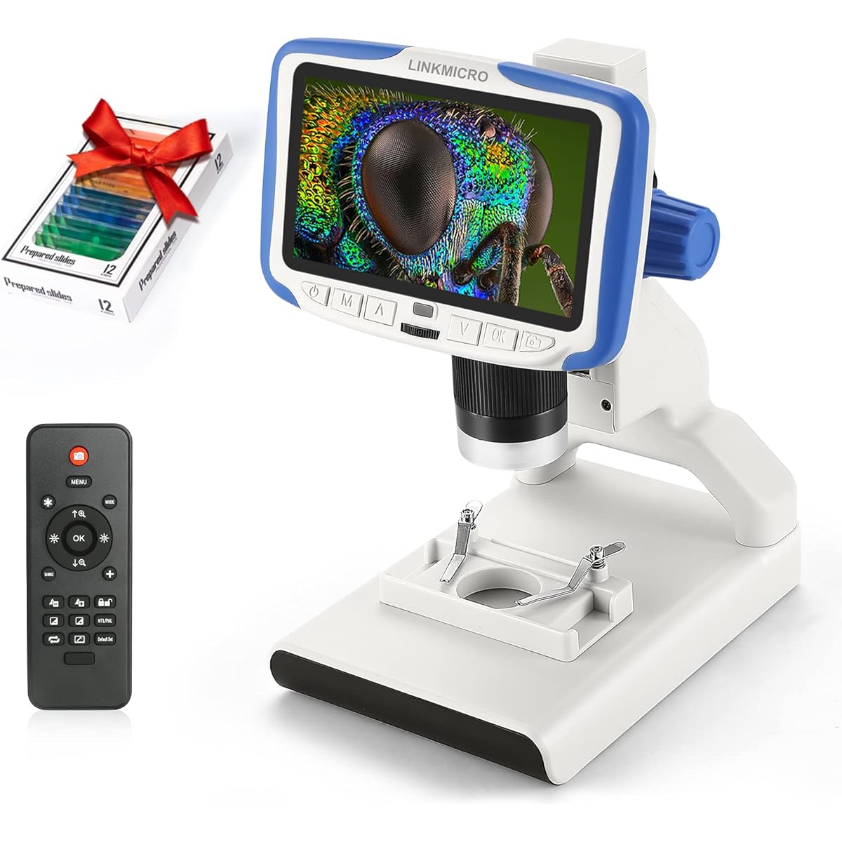 LINKMICRO Kids Microscope, 5" LCD Portable Digital Microscope 200X Microscope Kit for Kids Ages 8-12, Photo/Video with Sample Slides, STEM Tools, Gift for Boys and Girls