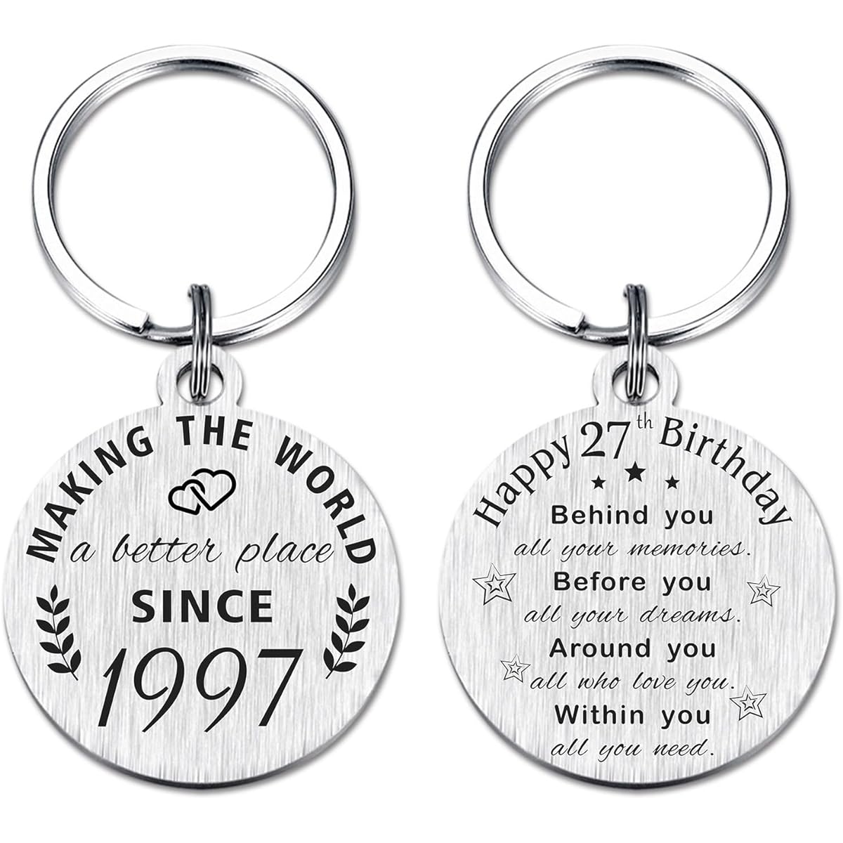 ABNTY 27th Birthday Gifts for Women and Men, 27th Birthday Keychain, Gifts for Born in 1996, 1996 Birthday Decorations