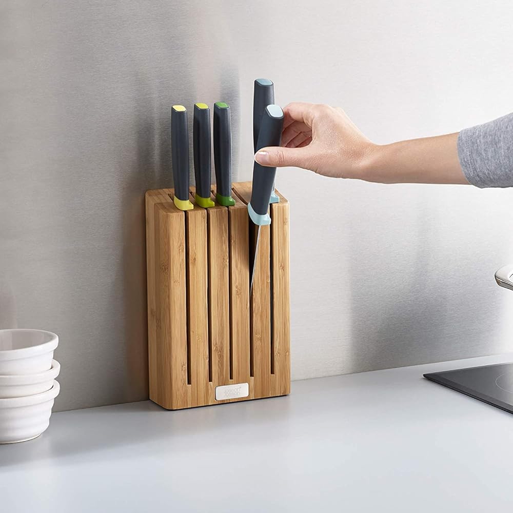 [Genuine Product] Joseph Joseph Knife Knife Block Elevate Knife 5 Piece & Bamboo Block Set 10300