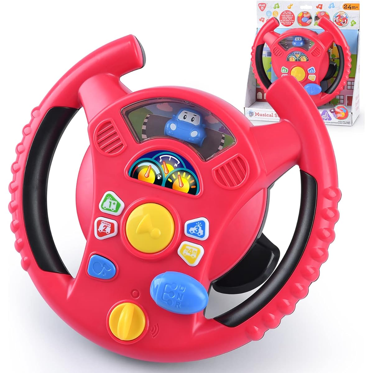 PLAY Steering Wheel Toy for Toddlers 1-3 Baby Car Seat Toy Interactive Pretend Driving Toy Kids Sensory Toy Activity Board Learning Educational Baby Musical Toy for 1 Year Old 2 Years Old and Up Boys Gift