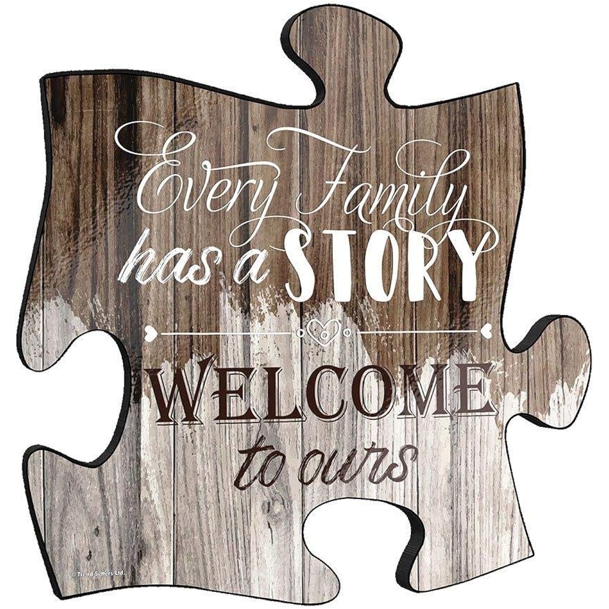 Every Family Has a Story - Inspirational Quote - Wedding or Housewarming Gift - 12" x 12" Wooden Puzzle Piece Wall Art Plaque - Farmhouse Rustic Home Decor - Hang Alone or Connect to Other Pieces