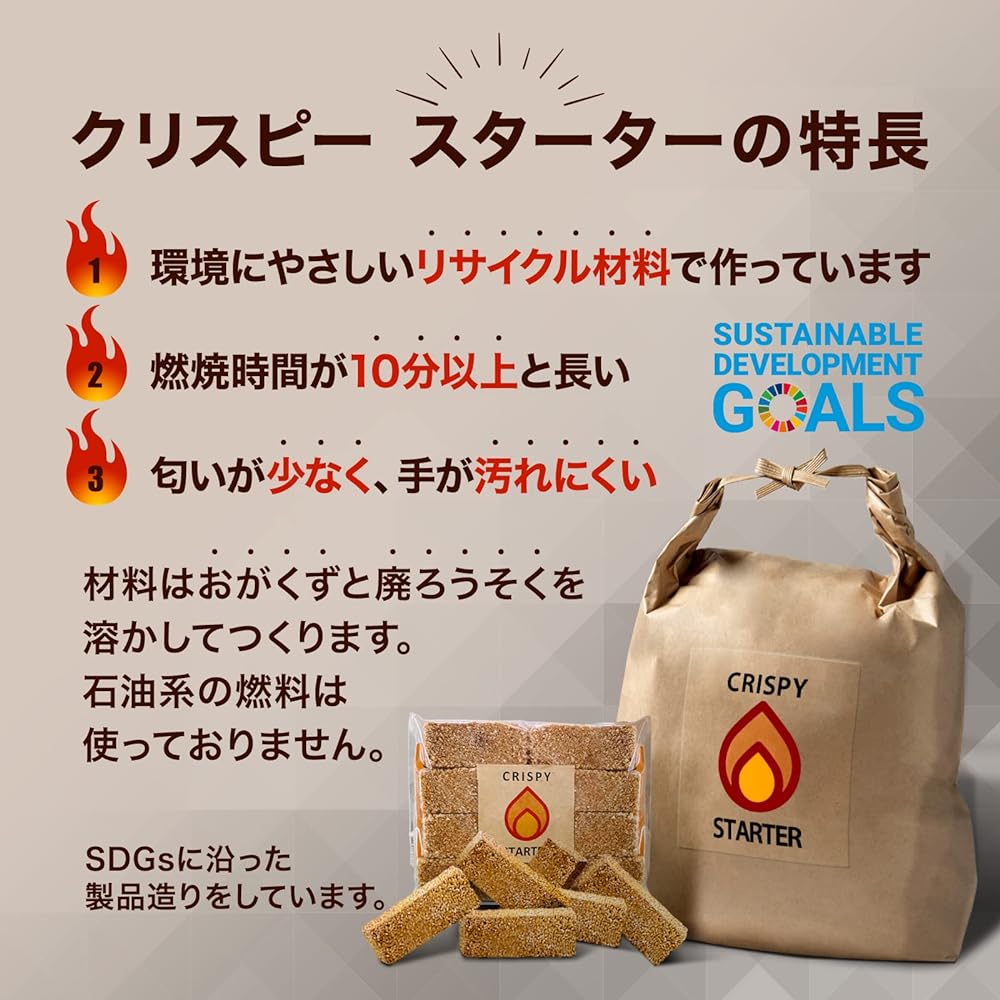 [Outlet] Fire igniter 1.3 times the original product! The performance remains the same, just the shape is irregular, and the price remains the same Camping BBQ Wood Stove Super long-lasting Made in Japan Made in Hakodate, Hokkaido Non-sticky Odorless SDG