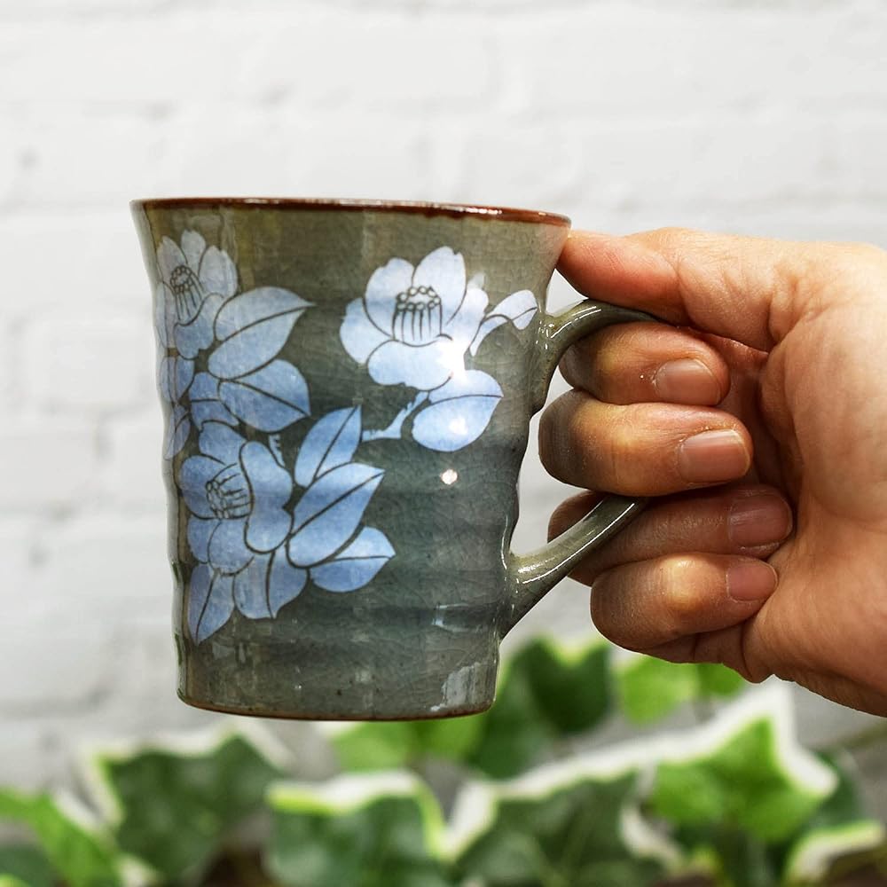 Kutani ware pottery pair mug Ginsai Sanchahana AK4-0955