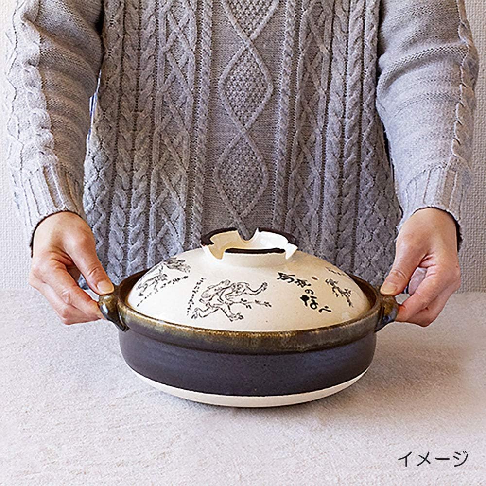 Saji Pottery Banko Ware Earthen Pot No. 8 Choju Giga Made in Japan 24-803 White 2400ml