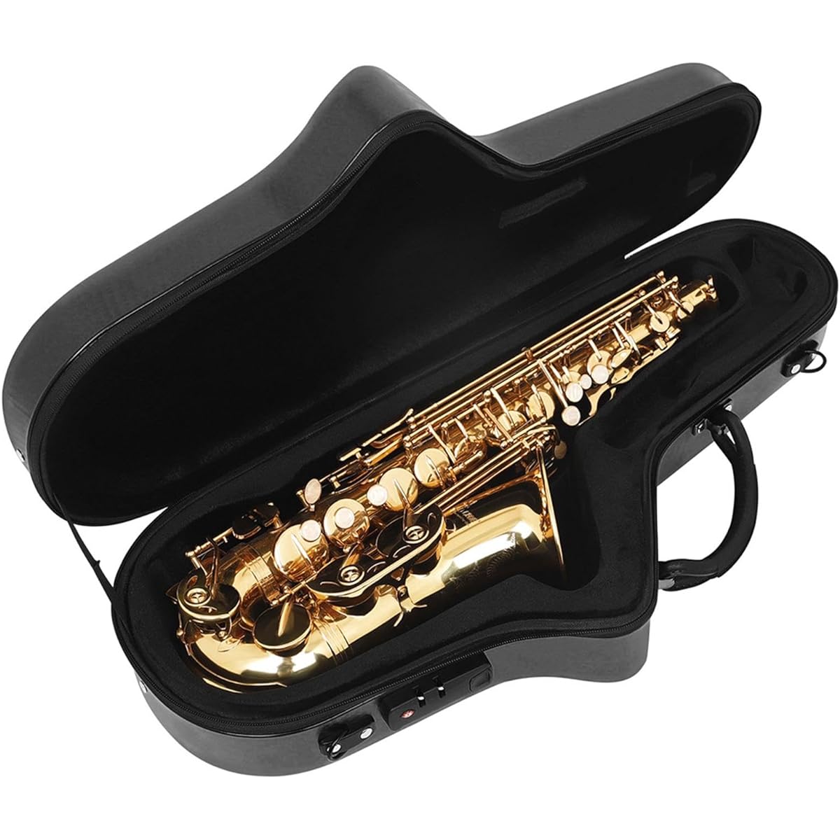 Gazechimp Alto Saxophone Case, Saxophone Carrying Case, Shockproof Waterproof Fiberglass, with Backpack Straps, Saxophone Gig Bag, Black