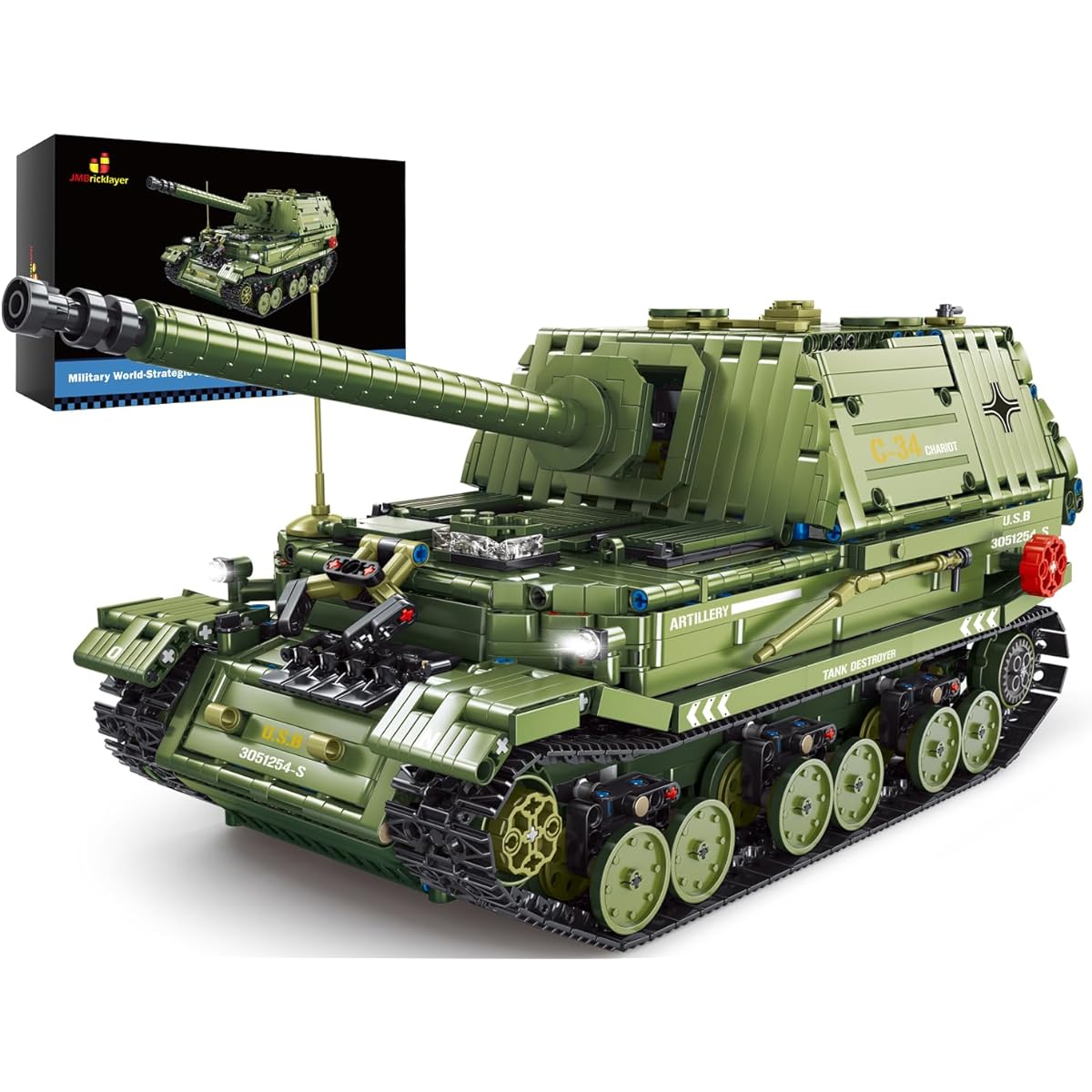 JMBricklayer Military Tank Destroyer Building Toy WW2 Army Battle Truck Tank Building Set for Adults Cool History Collection Model Display 61509 Toys Gifts for Teens and Adults (2,436 Pieces)
