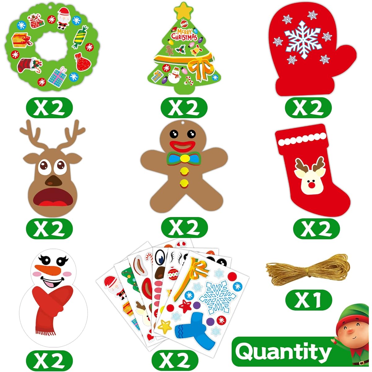 MISS FANTASY Christmas Foam Stickers for Kids Christmas Crafts Christmas Party Favors