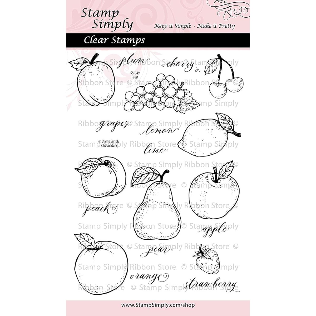Stamp Simply Clear Stamps Fruit Shaped Grapes, Apples, Cherries and More 4x6 Inch Sheets 19 Pieces