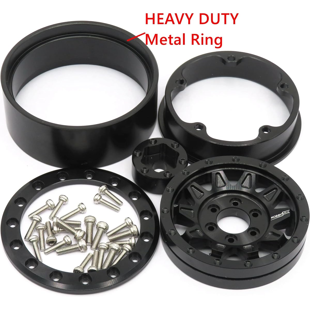 RC Height 120mm/4.72inch 1.9 Mud Slinger Tires Super Grip Soft Tires Mounted on Heavy Duty Aluminum 1.9 Beadlock Wheels Black Rims Hex 12mm for Traxxas TRX-4/RC4WD D90 D110 /Tamiay CC01/Axial SCX10