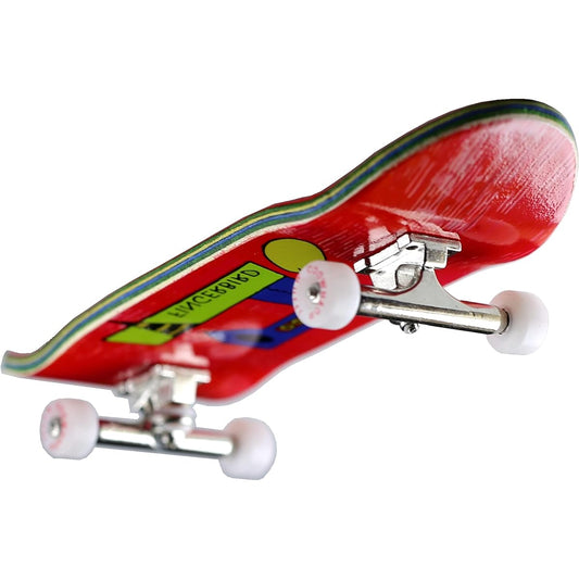 NOAHWOOD X Fingerbird PRO Fingerboard (6-ply Colored Bamboo Wood Deep Concave Handmade DIY Deck Truck Wheels/Set) (100x34mm, Apple Red Sewing)
