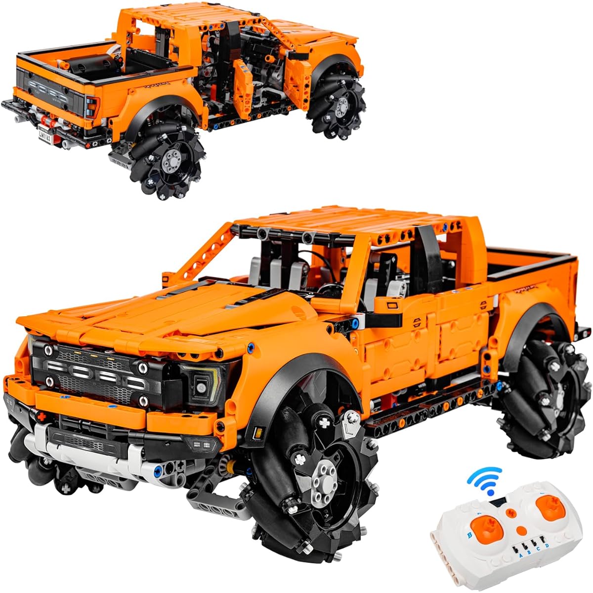 UNCLE BRICK Raptor Pickup F-150 Remote Control Car RC Car Kit MOC Remote Control Car Building Blocks with Mecanum Wheels Motor Kit Remote Control Car Toys for Boys 8-12 Years Old Gift (1417 Pieces)
