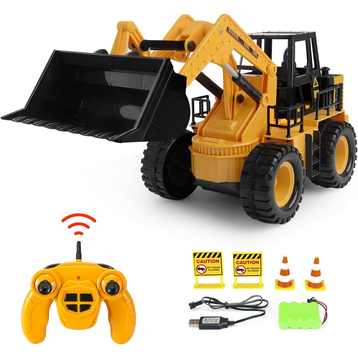 HYG Toys Remote Control Bulldozer 1/24 Scale Front Loader Construction Vehicle Tractor for Boys Construction Vehicles 9 Channel Tractor Excavator Toy