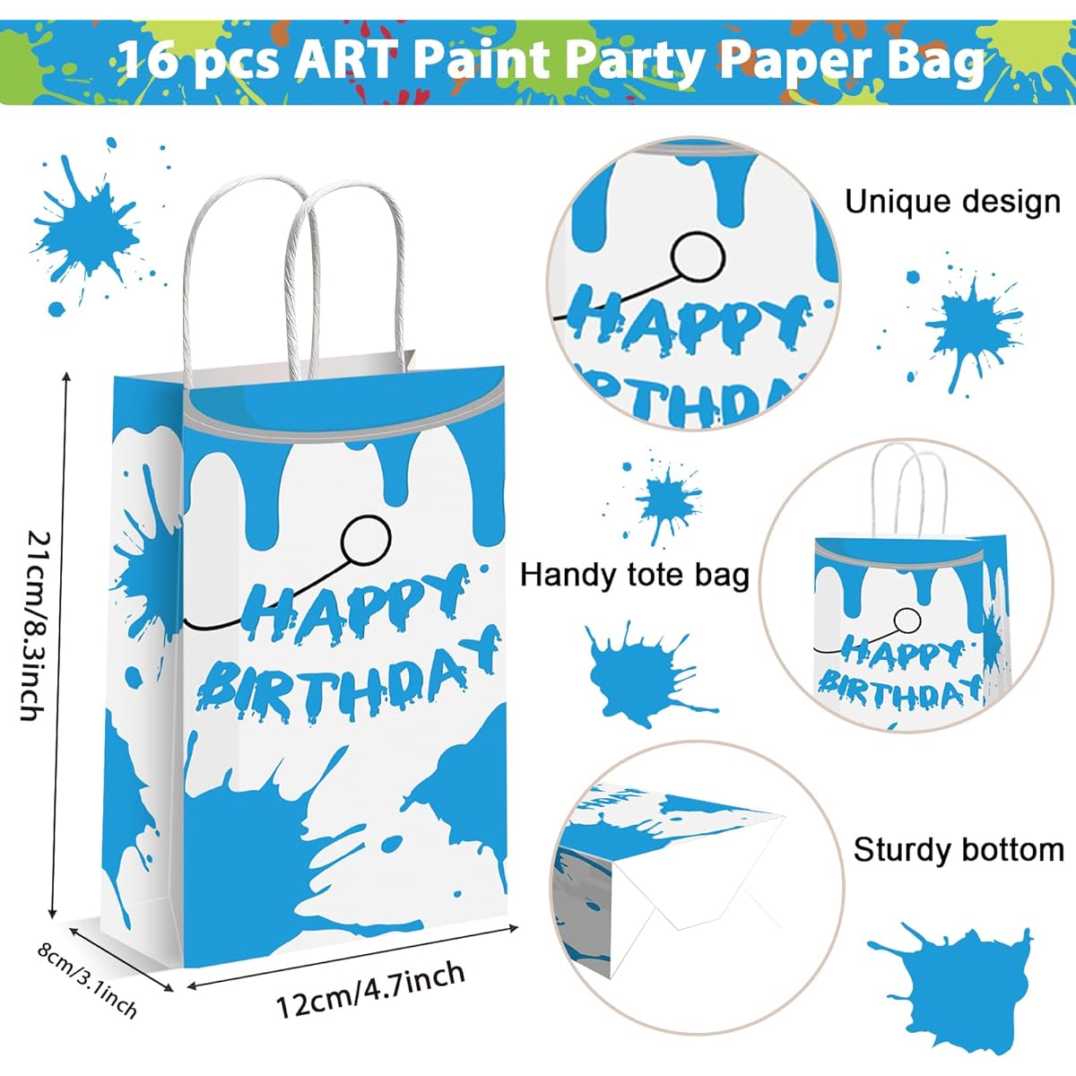 16 Pack Paint Bucket Party Bags Art Theme Birthday Party Painting Party Candy Favor Bags Supplies Gift Bags Premium Paint Party Supplies Decorations