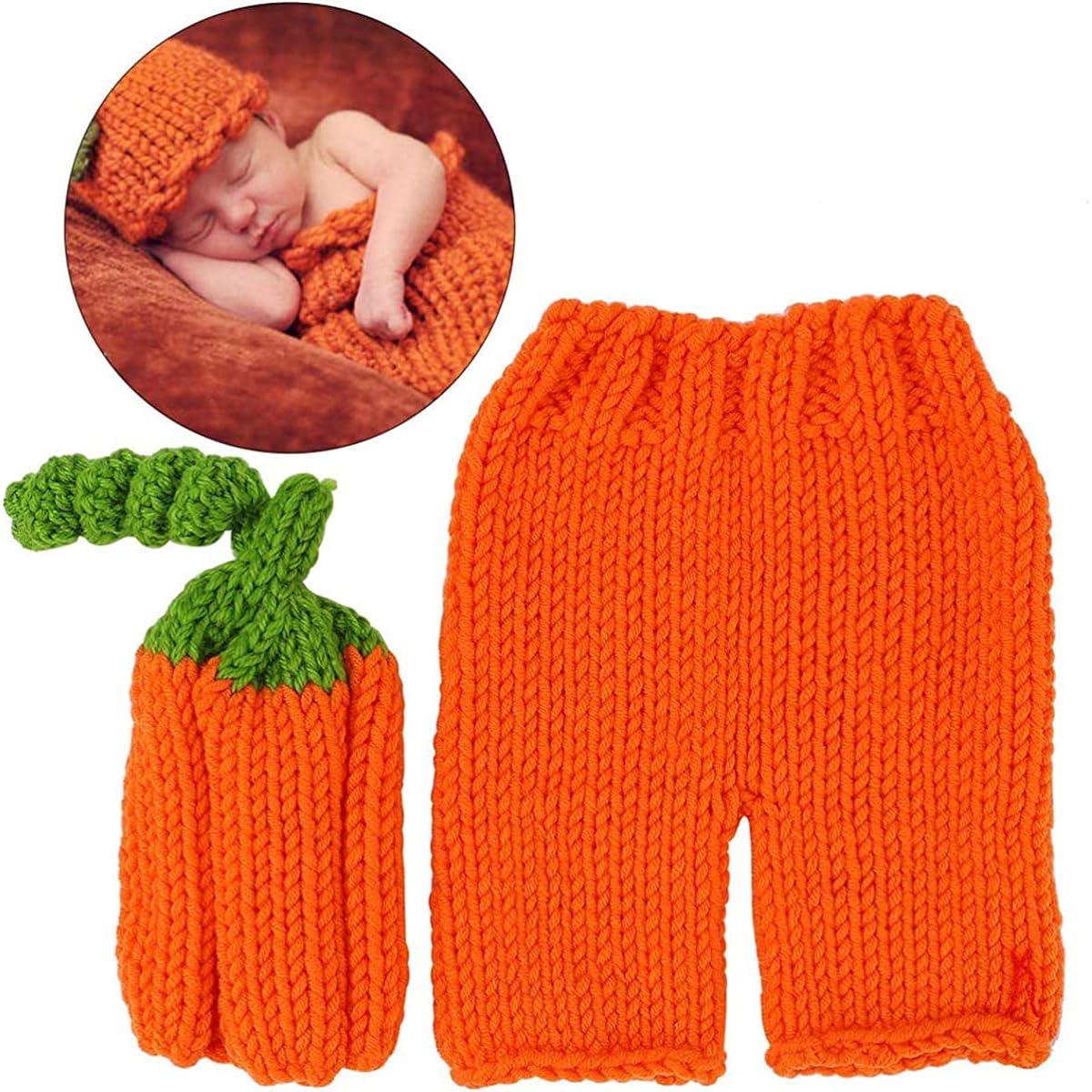 XIAXAIXU Baby Girls Pumpkin Halloween Costume Knitted Cap and Pants Crochet Costume Photo Props Outfit