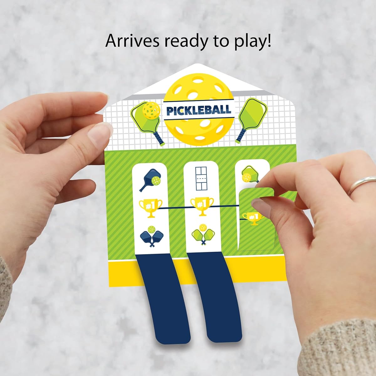 Big Dot of Happiness Let's Rally - Pickleball - Birthday or Retirement Party Game Pickle Cards - Pull Tabs 3 Inch - Set of 12