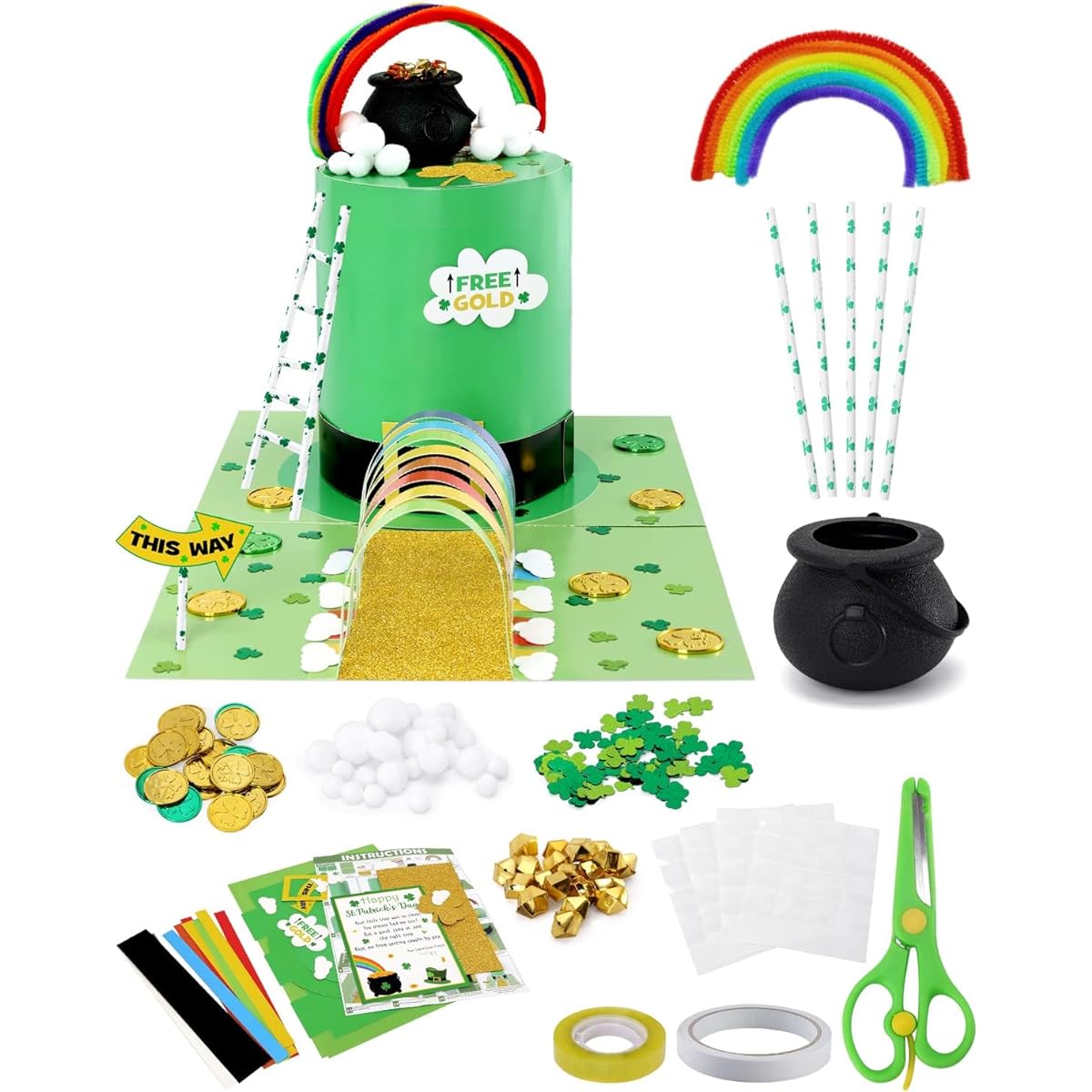 St. Patrick's Day DIY Kit Leprechaun Trap Craft Kit for Kids 4-8 Years St. Patrick's Day Party Supplies Catch the Leprechaun Kids Classroom Activity St. Patrick's Day Party Decorations