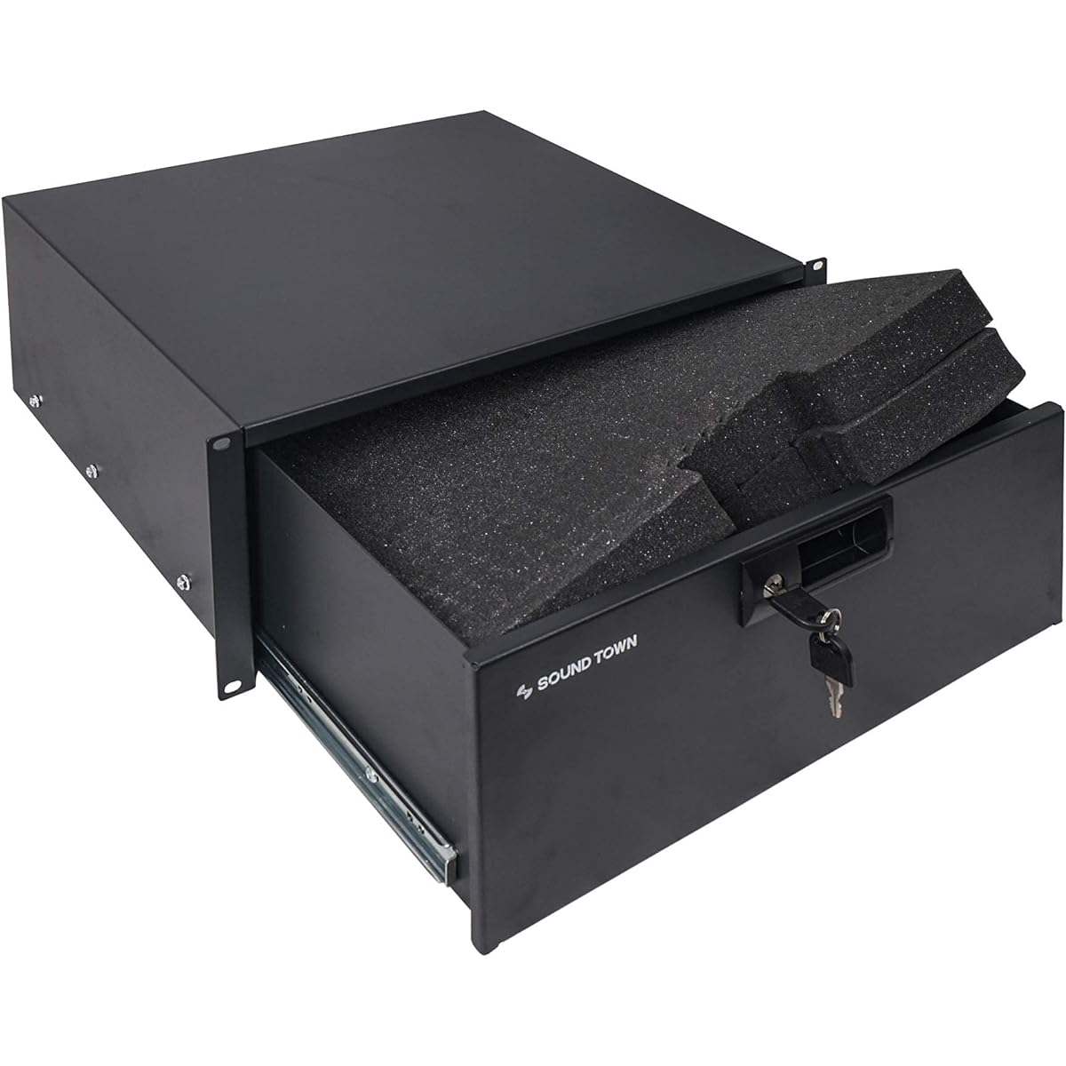 Sound Town 19" 4U Locking Rack Drawer with Protective Foam (STRD-4D)