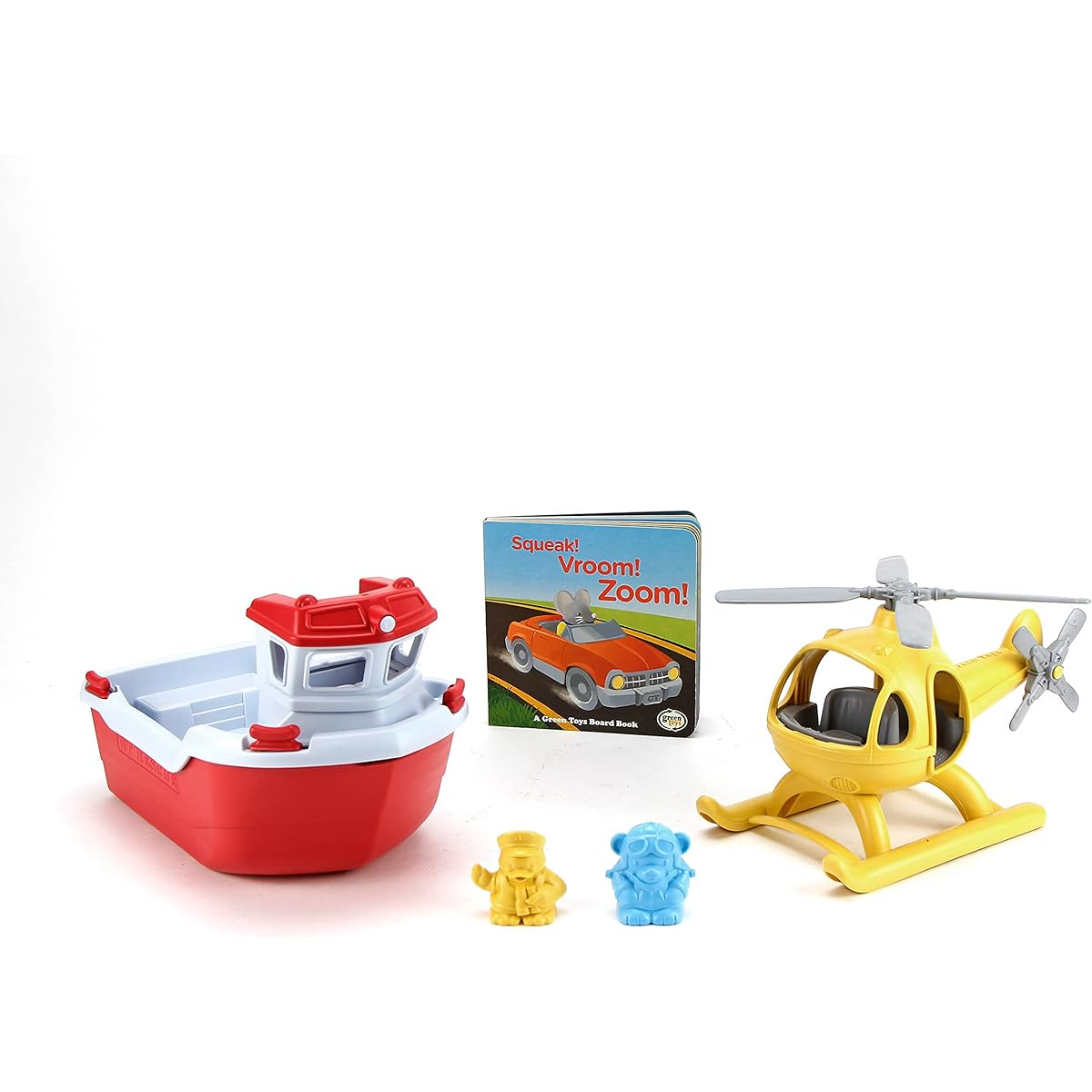 Green Toys Rescue Boat & Soundboard Book Set