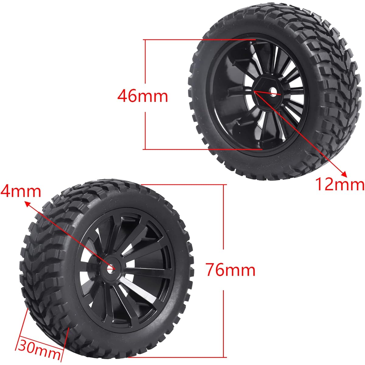 2.99" (76mm) O.D. 1/10 On-Road Touring Car Wheels and Tires 12mm Hex for Traxxas 4Tec 2.0 Latrax Teton Redcat EPX Drift Car HSP Flying Fish 94123