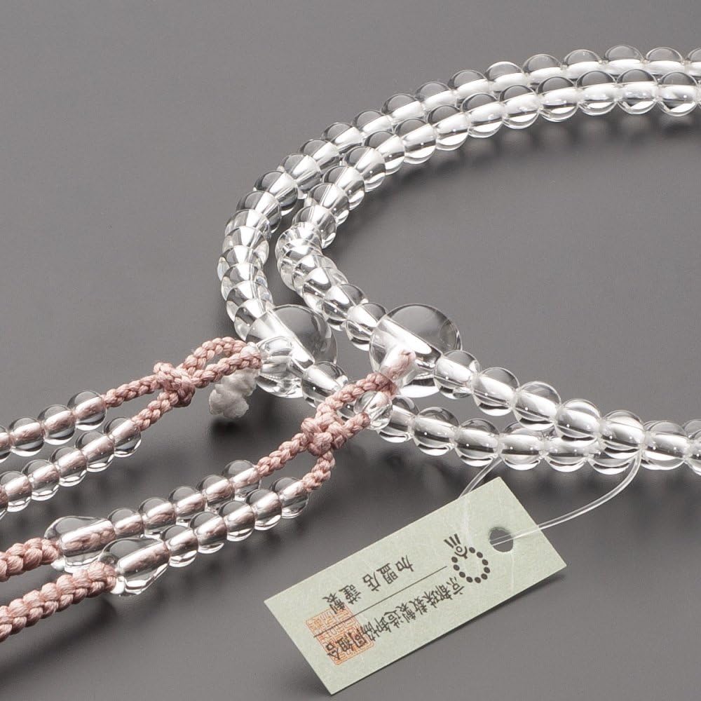 Butsudanya Takita Shoten Prayer Beads, Shingon Buddhist Beads, For Women, Genuine Crystal, 8 inch, Pure Silk Hanbantou ◆ Kyoto Prayer Beads, Bi-wheeled Beads, Oshimun, Official Prayer Beads (Comes