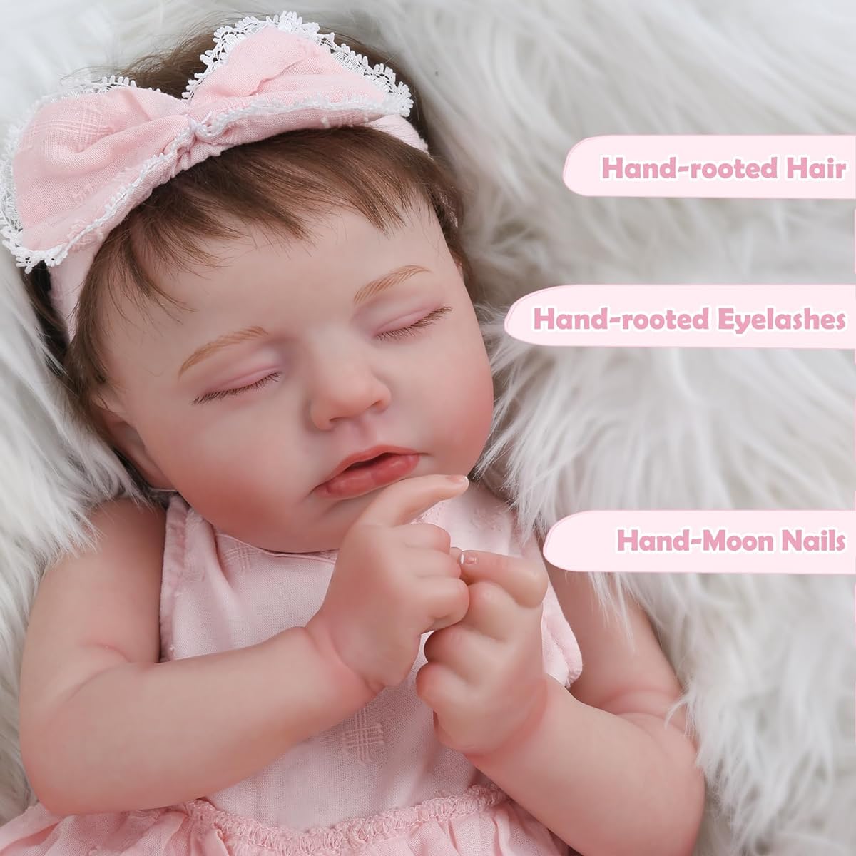 Reborn Baby Dolls Girl - 20 Inch Realistic Sleeping Newborn Doll, Lifelike Handmade Cloth Body Soft Weight Reborn Doll, Advanced Painting Gift Set for Kids Ages 3+