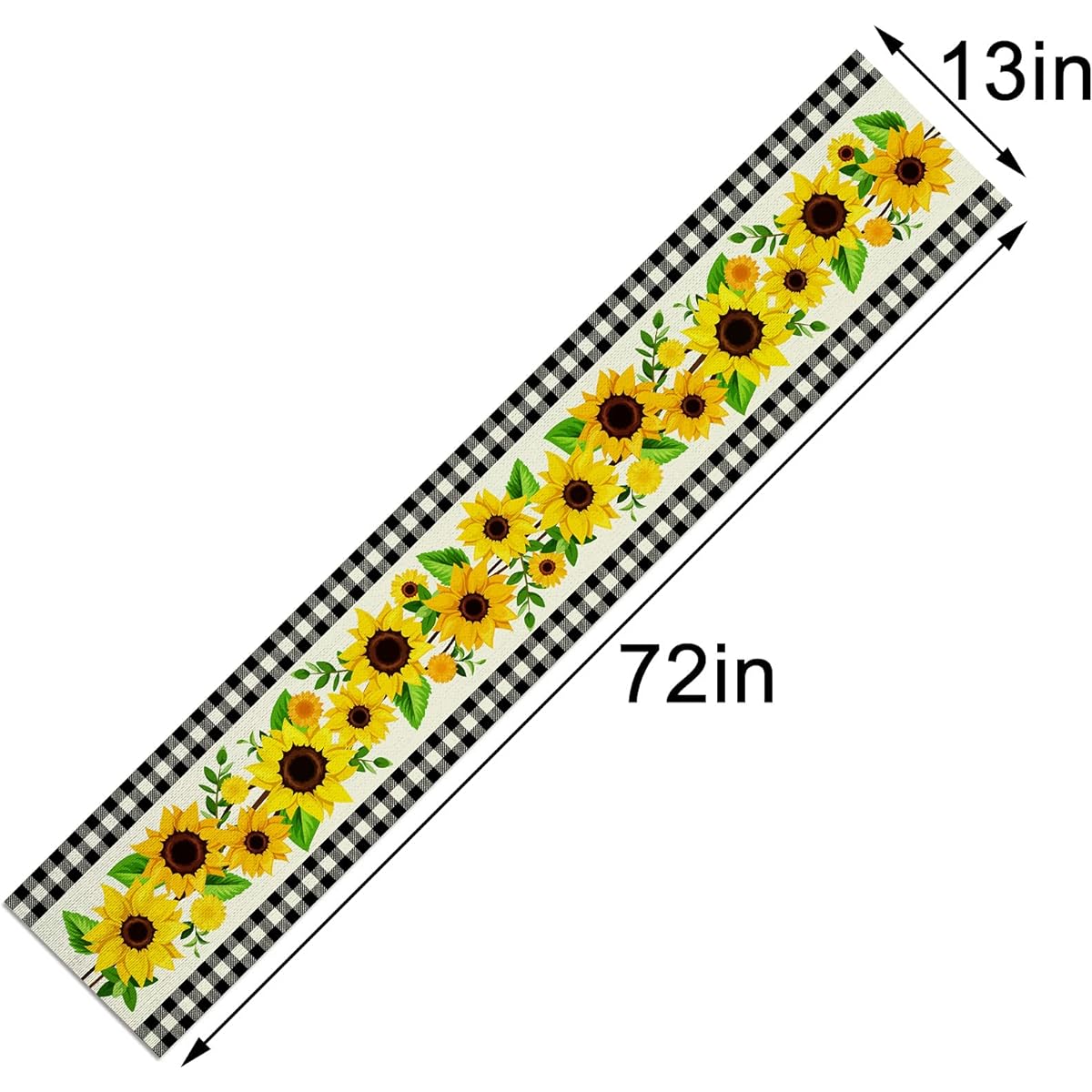 Jiudungs Linen 13x72 Inch Fall Sunflower Table Runner Buffalo Plaid Table Decor, Fall Farmhouse Harvest Table Decor for Home Kitchen Dining