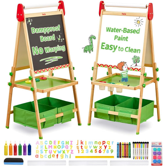 FUNLIO Art Easel for Children 2-8 Years Adjustable Height Green