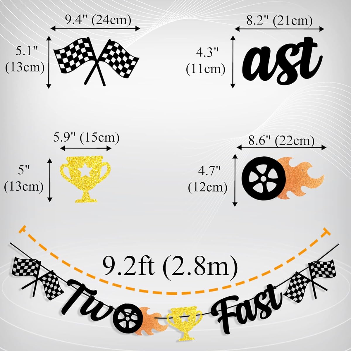 Uniwish 2 Speed Banner Race Car Theme 2nd Birthday Party Decorations for Kids Boys Girls Racing Happy Birthday Party Supplies Photo Background