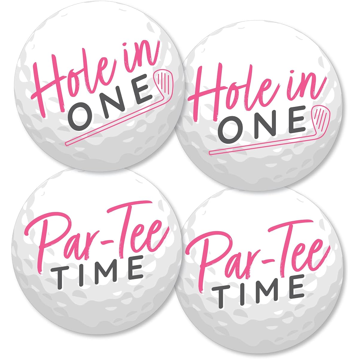 Big Dot of Happiness Golf Girl - DIY Golf Ball Decorations, Pink, Must-Have for Birthday Party or Baby Shower - Set of 20