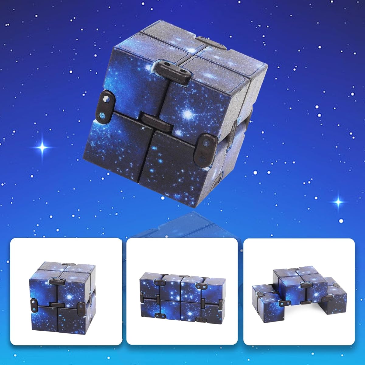 Fidget Infinity Cool Cube Toys: Fidget Toys Handheld Magic Cube Cool Stuff Gadgets Unique Birthday Gifts for Boys Girls Kids Adults Anxiety Stress Relief Sensory Toy Finger Cube Blue
