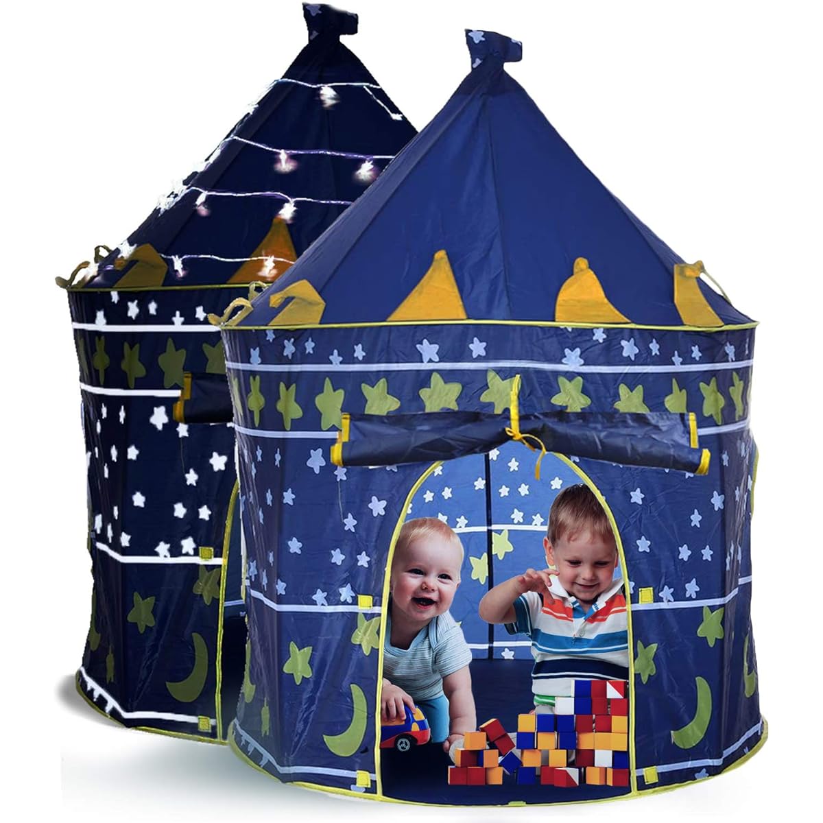 LimitlessFunN Kids Play Tent with Starlight & Carrying Case, Castle Playhouse for Boys & Girls, Indoor & Outdoor, 41"x53"