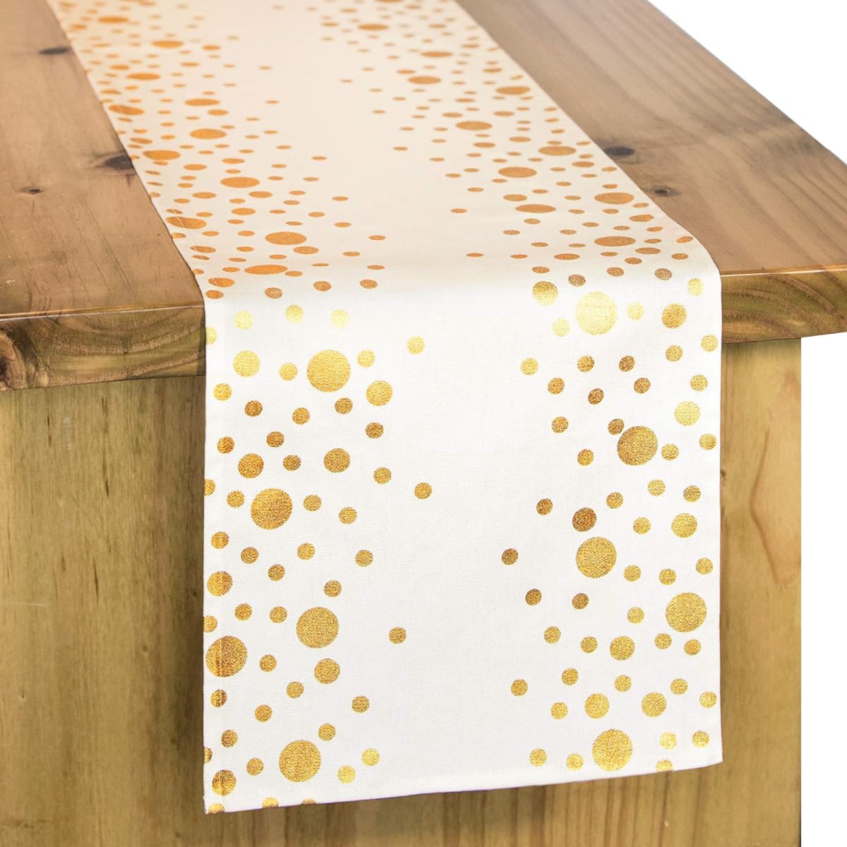 Letjolt Sparkly Table Runner White and Gold Table Decorations for Birthday Party Wedding Bridal Shower Decor Easter Day Cotton Fabric 12x72 Inch